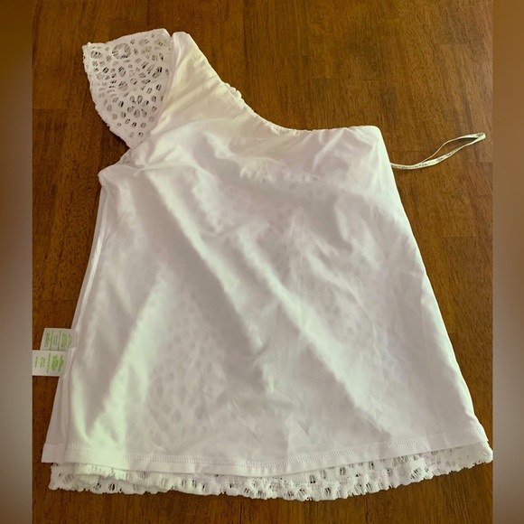 Lilly Pulitzer Matteo One Shoulder Top SZ XXS Sea Urchin Terry Lace - Picture 7 of 12